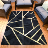 Black Gold Genuine Cowhide Square Rugs