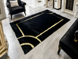 Luxury Black Gold Bedroom Plush Rug