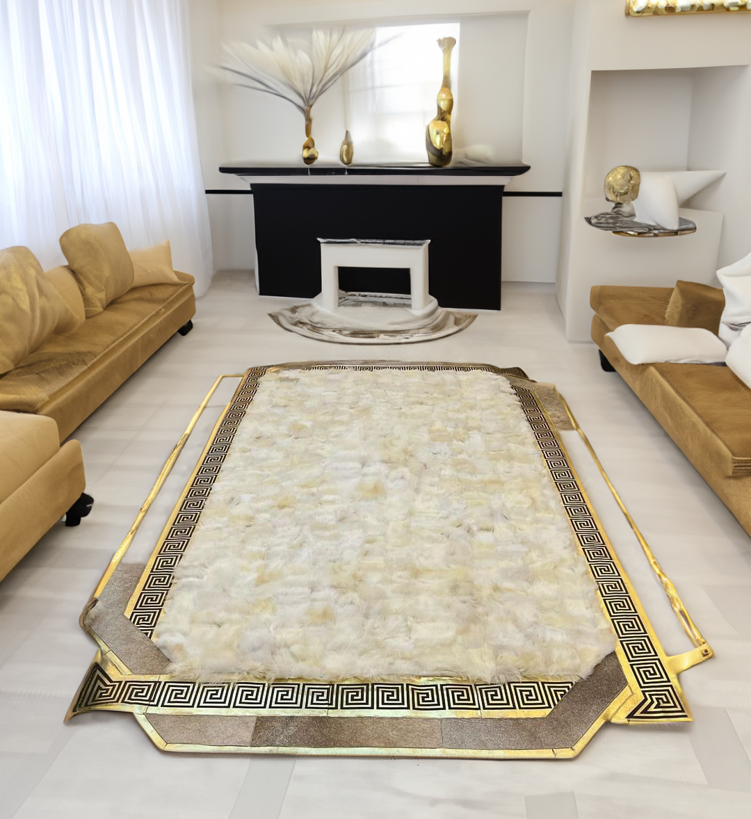 White Gold Living Room Sheepskin Rug