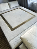 White and Gold Faux Leather Plush Rug