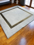 White and Gold Faux Leather Plush Rug