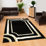 Black Gold Living Room Plush Soft Rug