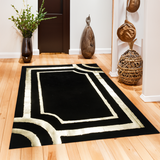 Black Gold Living Room Plush Soft Rug