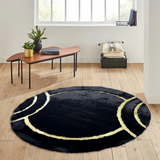 Round Plush Black Gold Rug