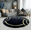 Round Plush Black Gold Rug