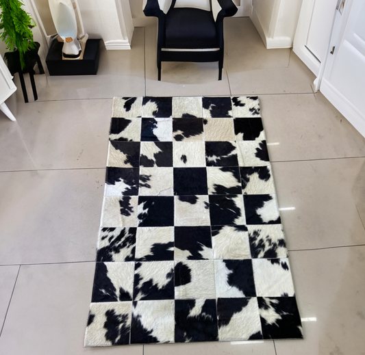 Black White Real Cowhide Rug