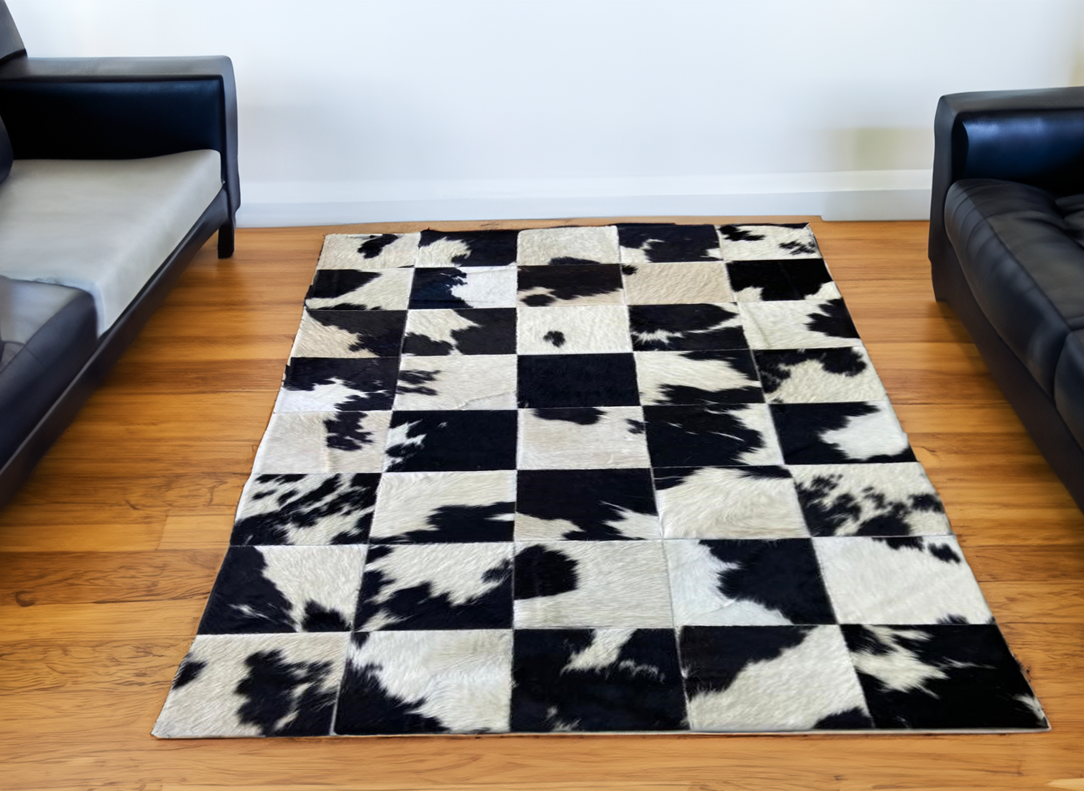 Black White Real Cowhide Rug