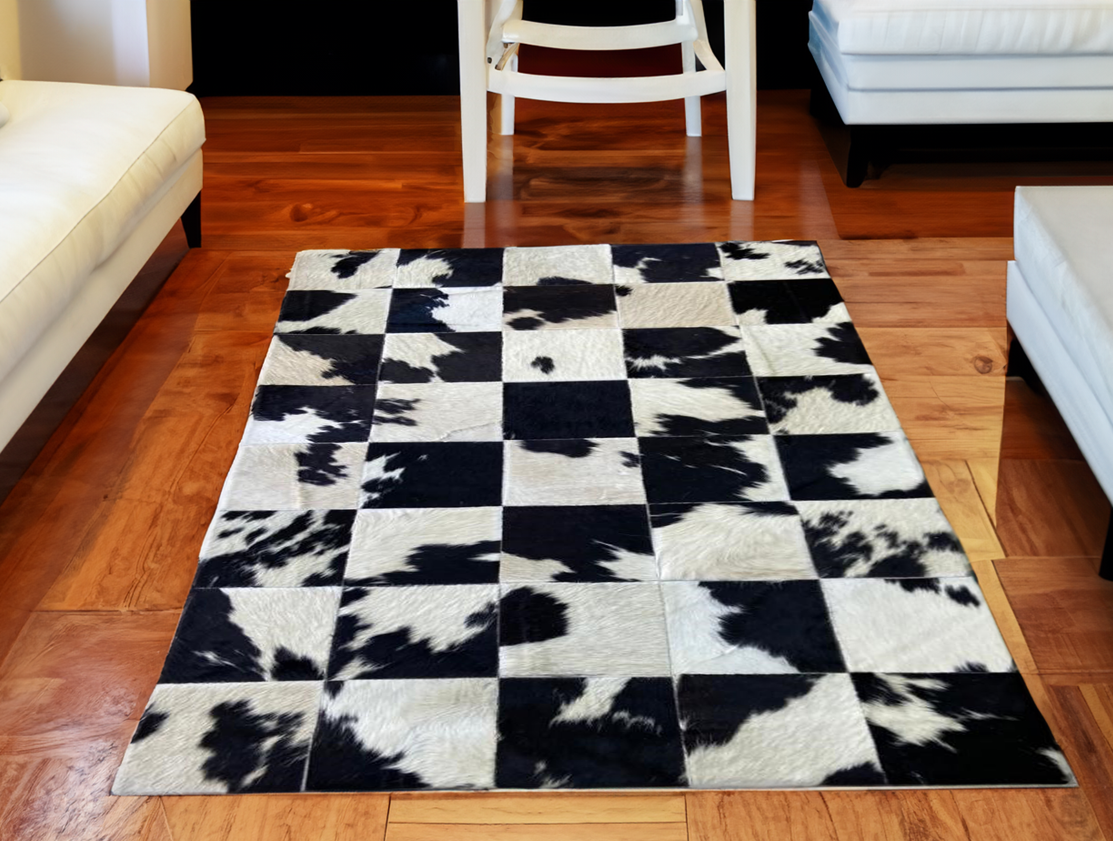 Black White Real Cowhide Rug