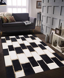 Luxury Black White Gold Living Room Plush Rug