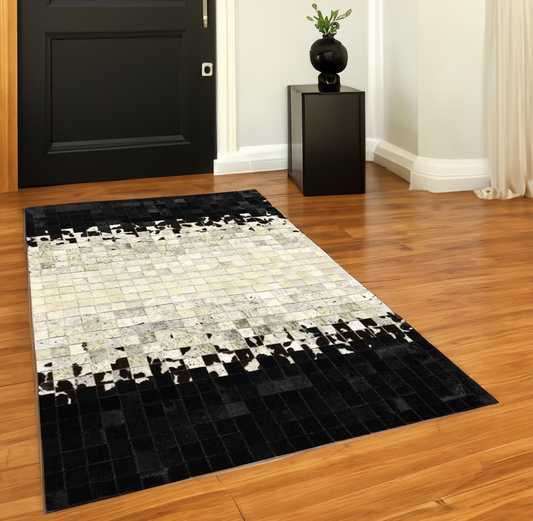 Geometric Patchwork Real Cowhide Rug