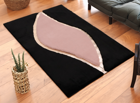 Black Pink Bedroom Plush Soft Rug