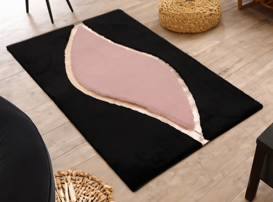 Black Pink Bedroom Plush Soft Rug