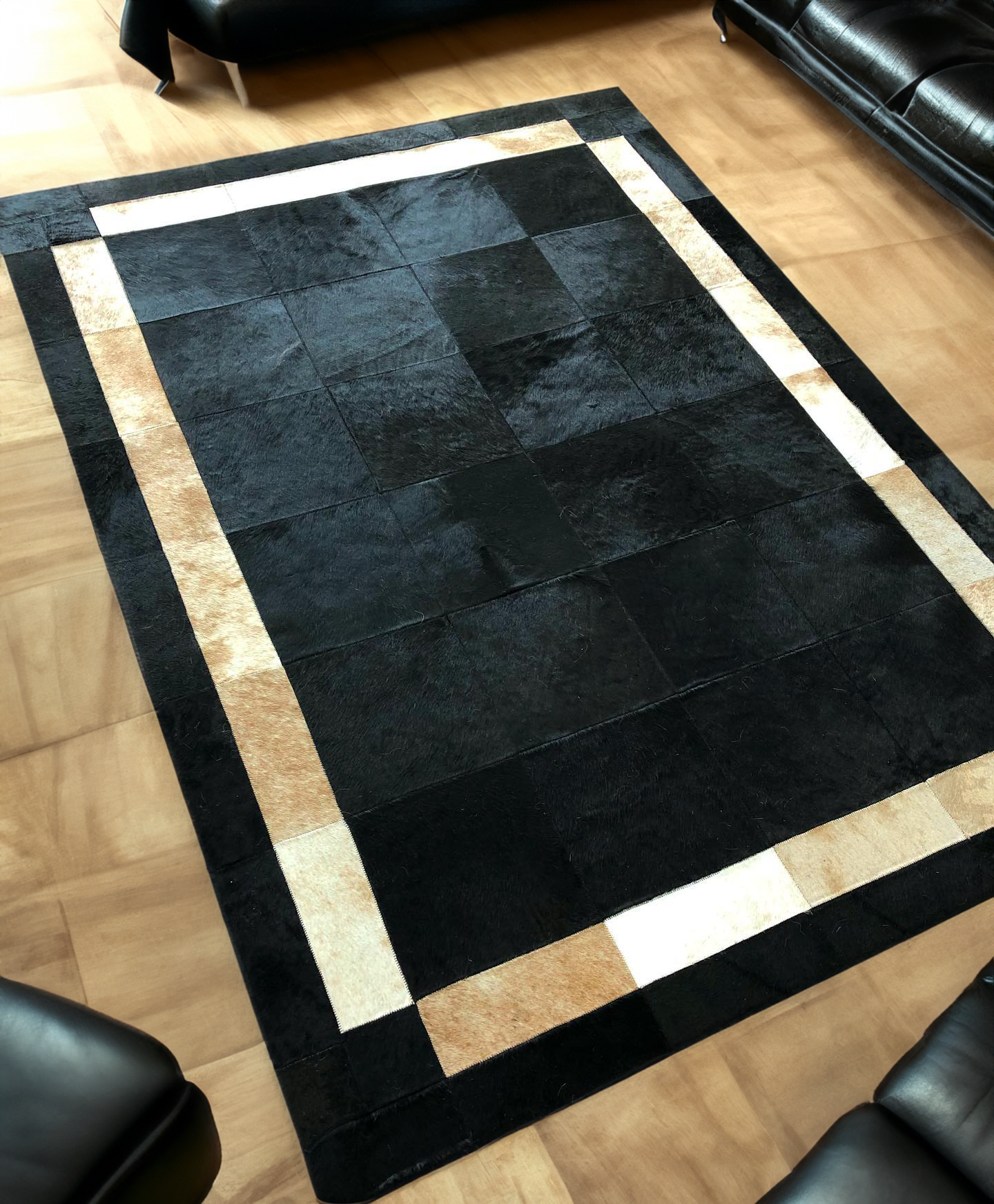 Black Natural Cowhide Area Rug