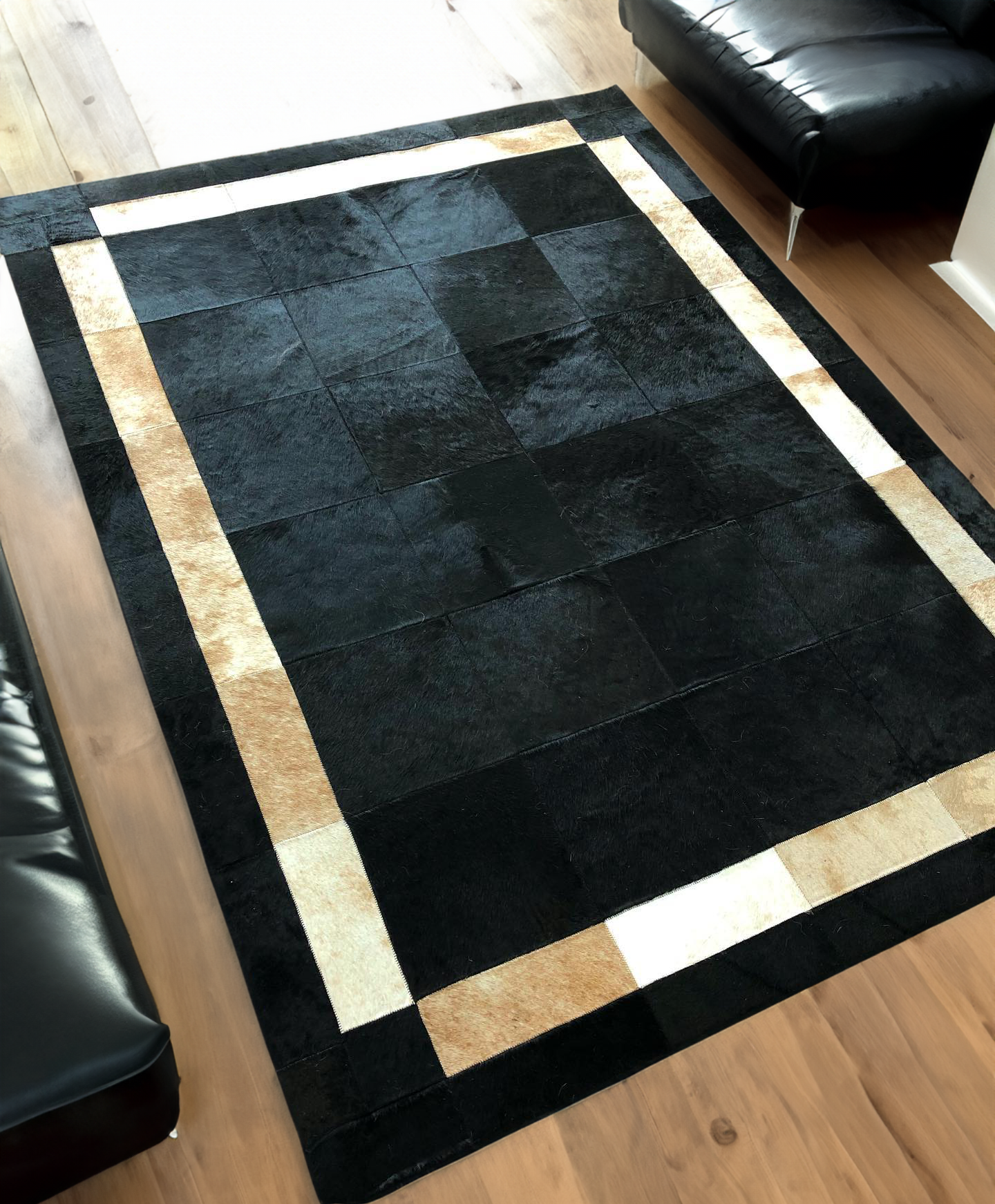 Black Natural Cowhide Area Rug