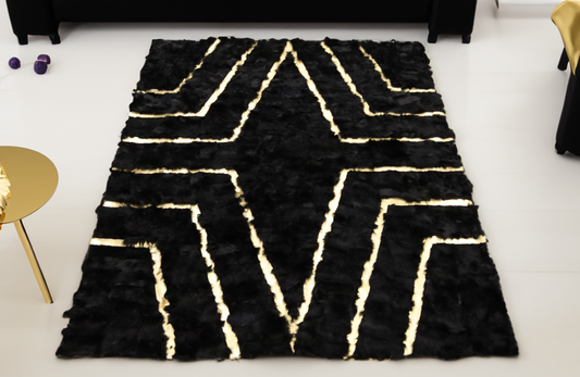 Black Gold Sheepskin Living Room Fur Rug