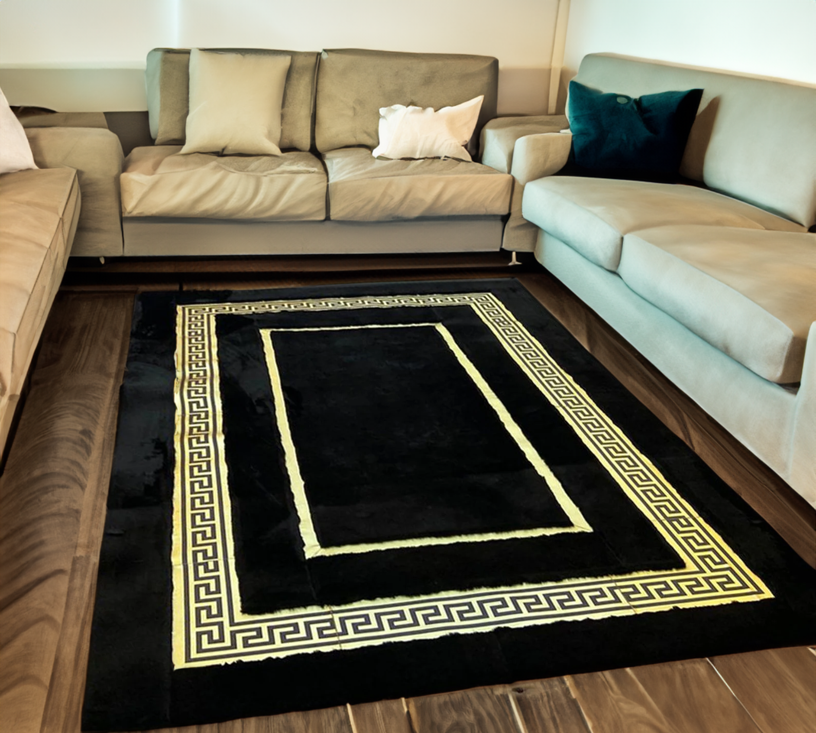 Black Gold Home Decor Plush Rug