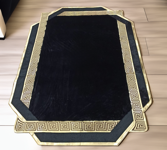 Black Gold Plush Area Rug