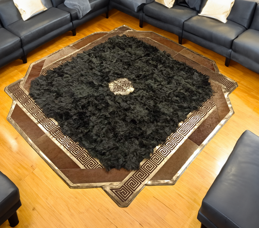 Black Gold Soft Real Sheepskin Rug