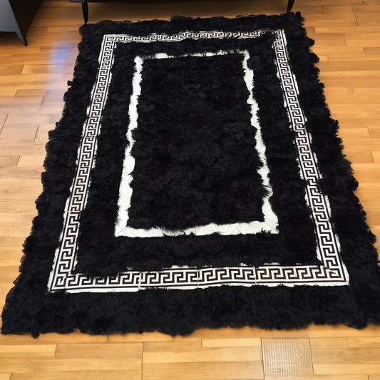 Black Silver Soft Real Sheepskin Rug