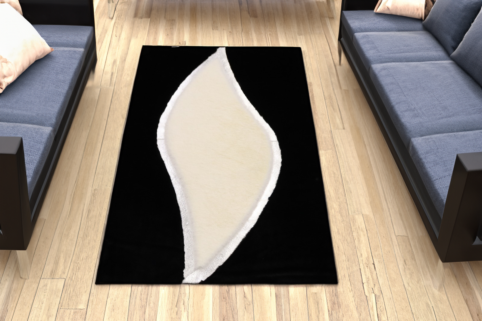 Plush White Black Soft Area Rug