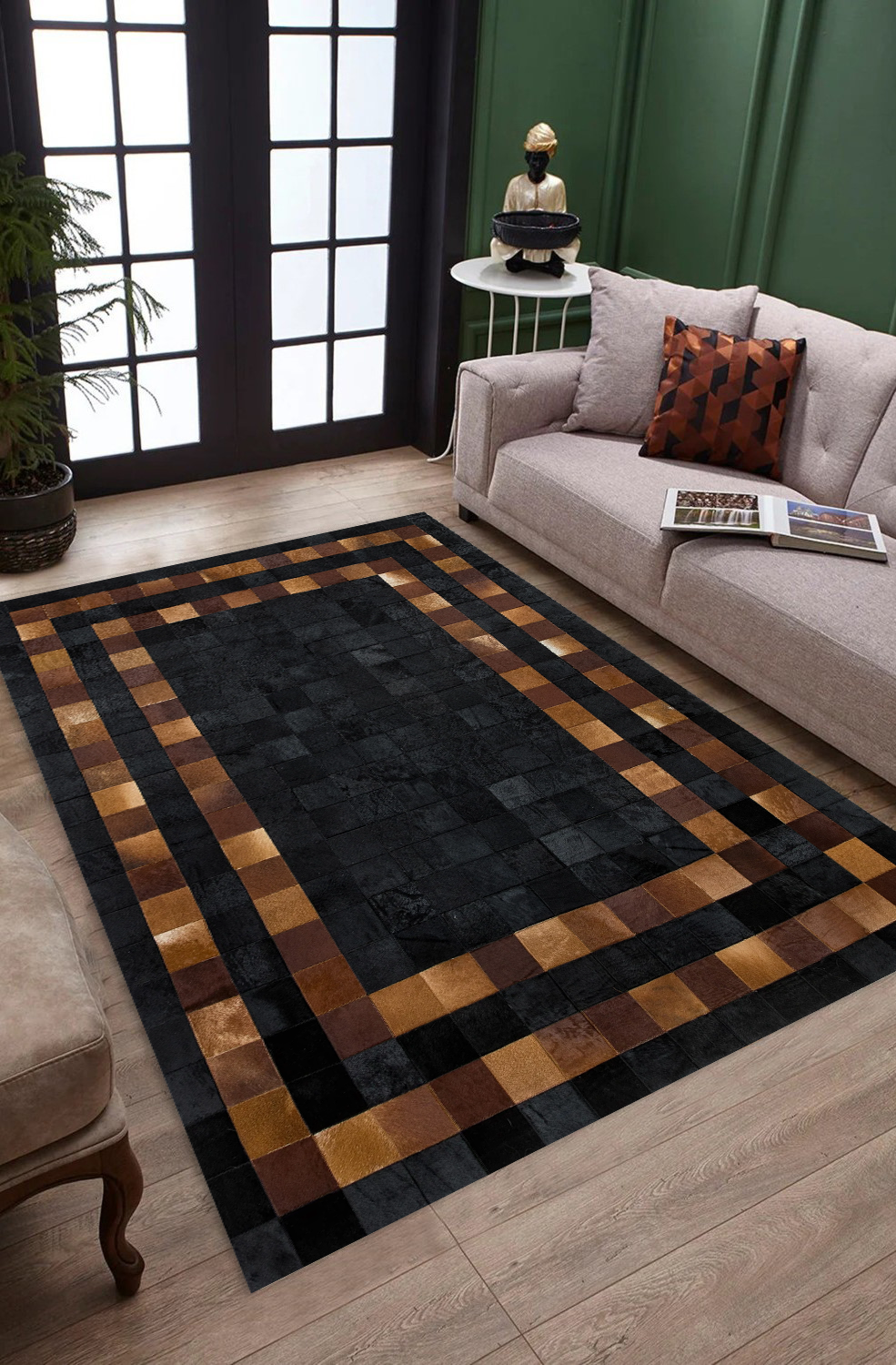 Black-Brown Cowhide Area Rug