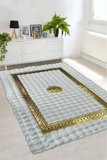 Faux Leather White Gold Area Plush Rug