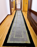 Runner Gray Black Gold Plush Rug