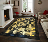 Gold -Black Cowhide Square Rug