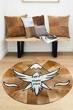 Round Cowhide Rug with Eagle Figure