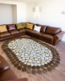 Oval Brown Genuine Cowhide Rug