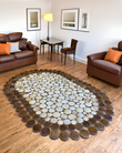 Oval Brown Genuine Cowhide Rug