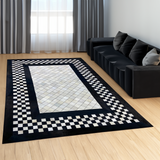 Black- White Real Cowhide Square Modern Rug