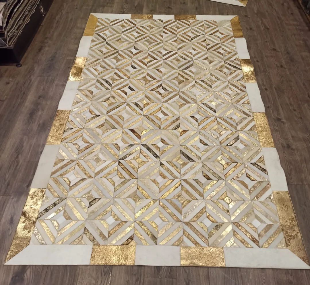 Gold Cowhide Leather Rug