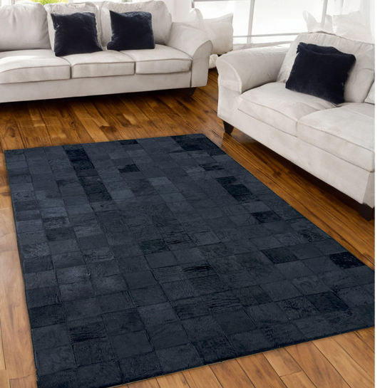 Black Real Cowhide Area Rug