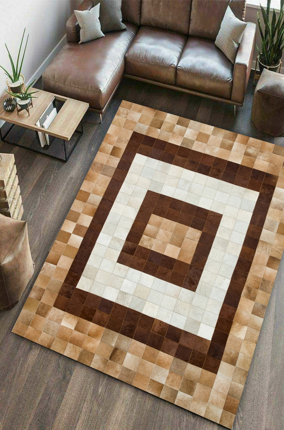 Brown Luxury Cowhide Area Rug