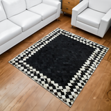 Black- White Real Cowhide Modern Rug