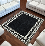 Black- White Real Cowhide Modern Rug