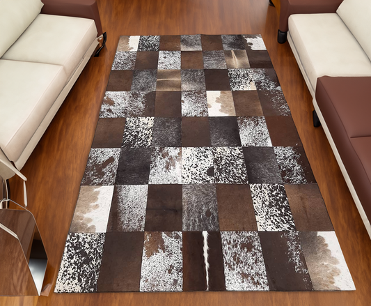 Brown Real Cowhide Living Room Rug