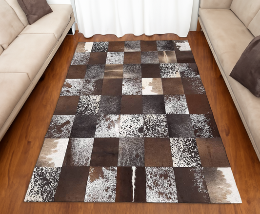 Brown Real Cowhide Living Room Rug