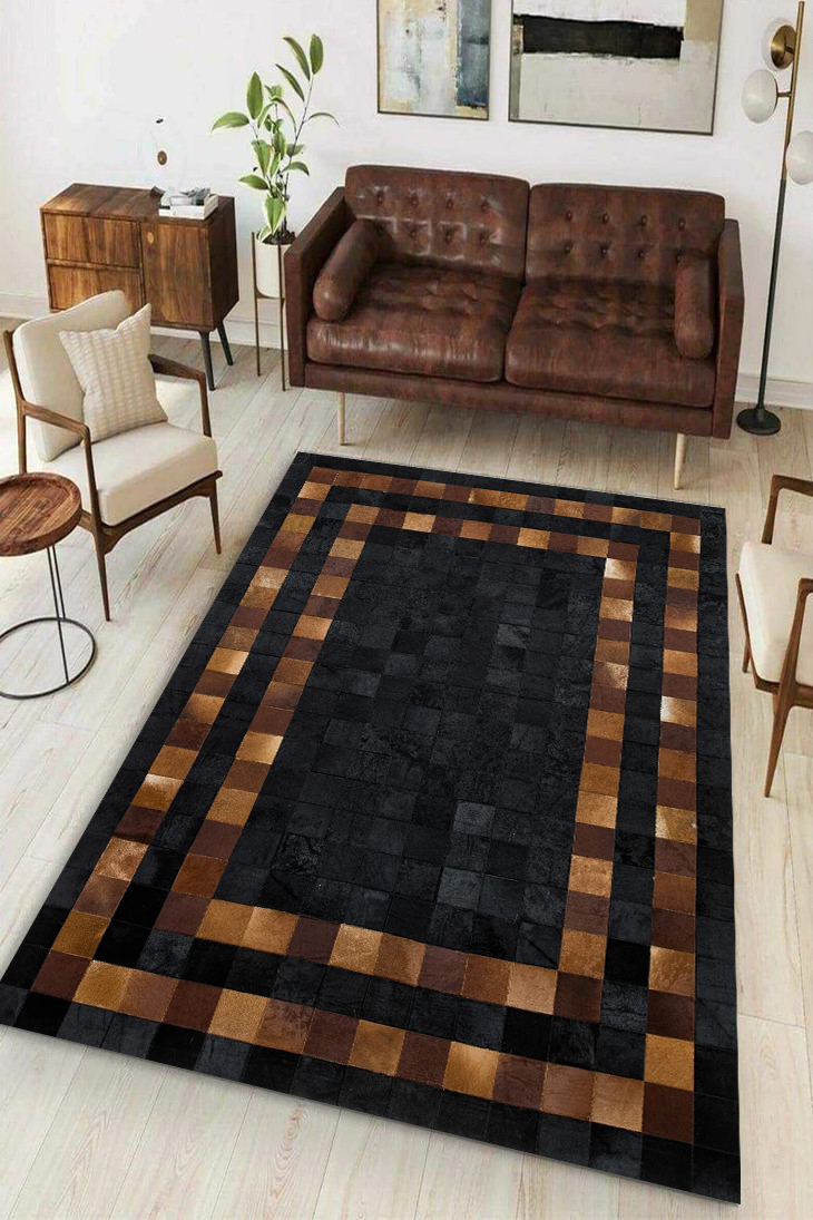 Black-Brown Cowhide Area Rug