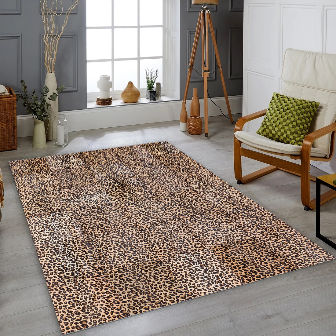 Leopard Design Real Cowhide Rug