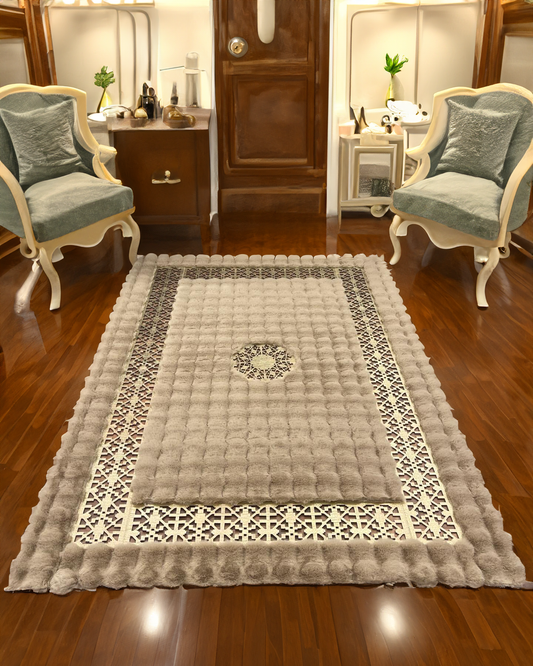 Faux Leather  Plush Area Rug