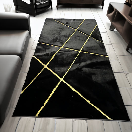 Black Gold Plush Rug