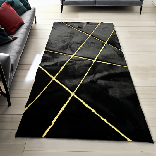 Black Gold Plush Rug