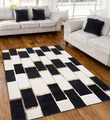 Luxury Black White Gold Living Room Plush Rug