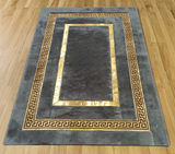 Gray Gold Square Elegant Plush Rug