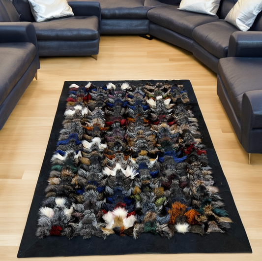 Colorful Fox Fur Rug