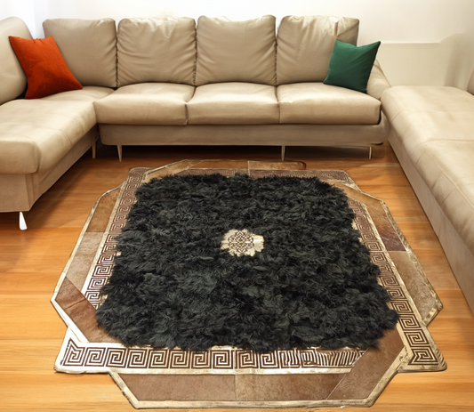 Black Gold Soft Real Sheepskin Rug