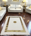 Faux Leather White Gold Area Plush Rug