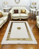 Faux Leather White Gold Area Plush Rug